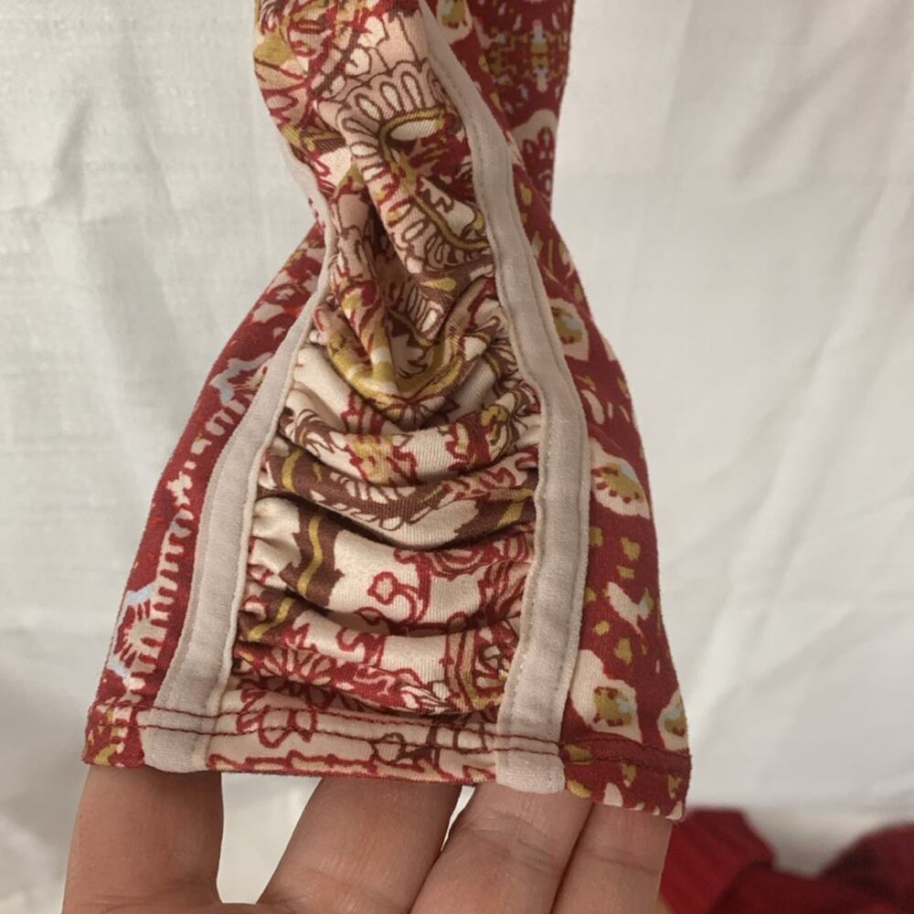 Free People Movement Womens Xs Paisley Leggings Red White Ruched You Fp Gym View 5